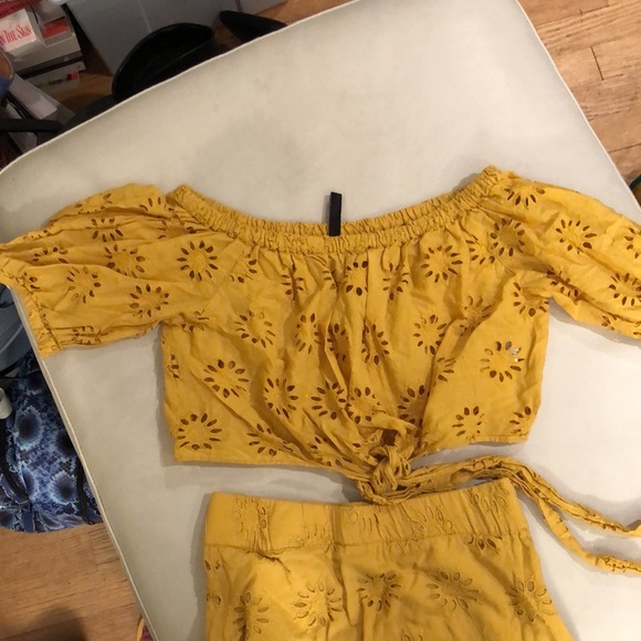 Zara two piece set mustard yellow top and skirt - Picture 2 of 6